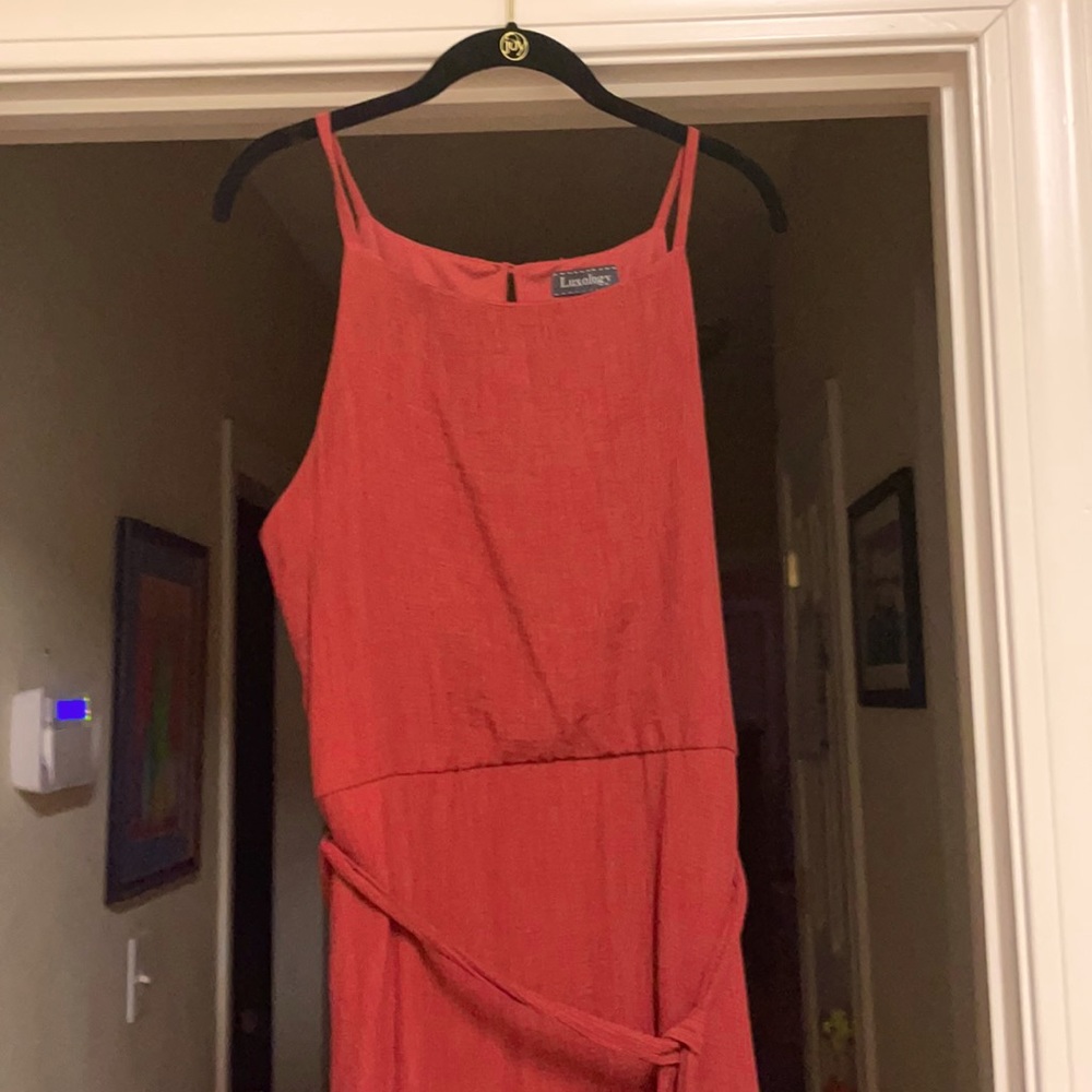 High Low burnt Orange/copper sun dress, worn once, hand wash air dry